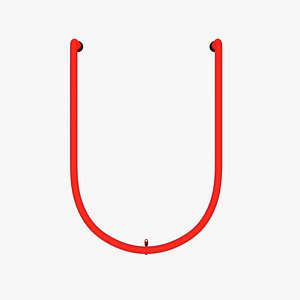 3D Neon Red Alphabet U model