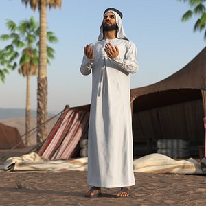 Islamic Man in Prayer Gesture White 3D