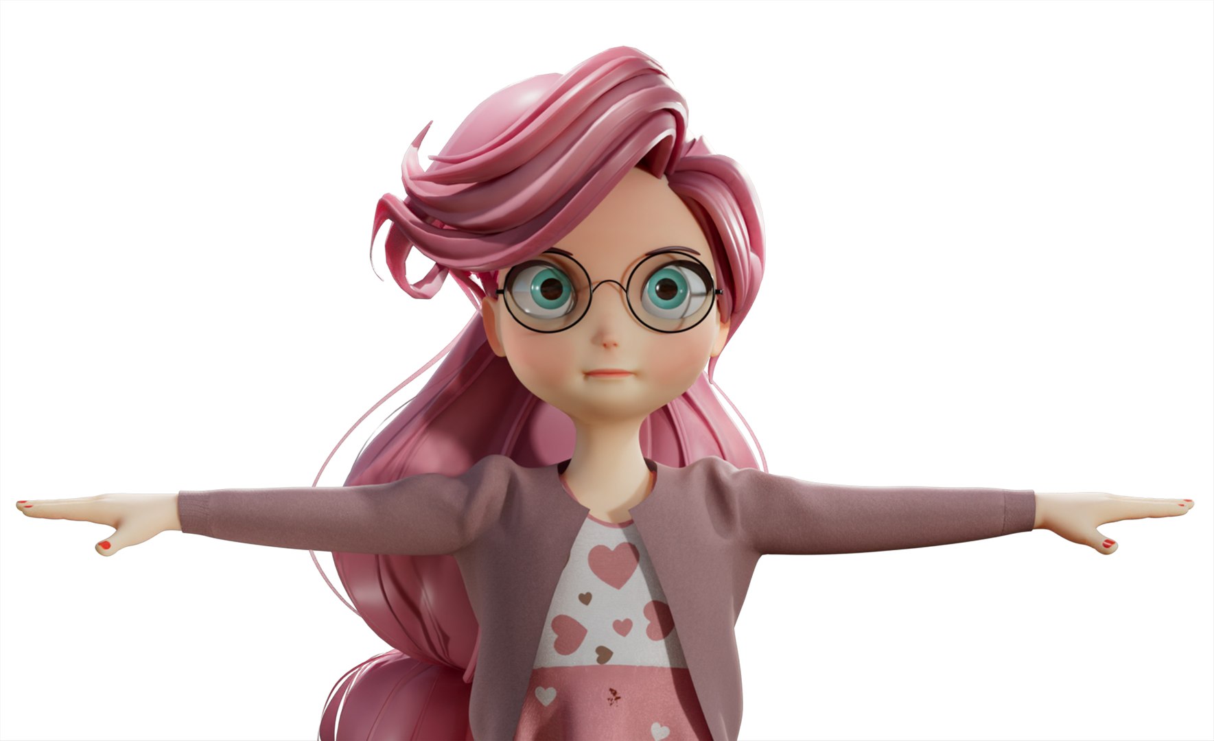 3D Cute Girl Cartoon Model - TurboSquid 2205346