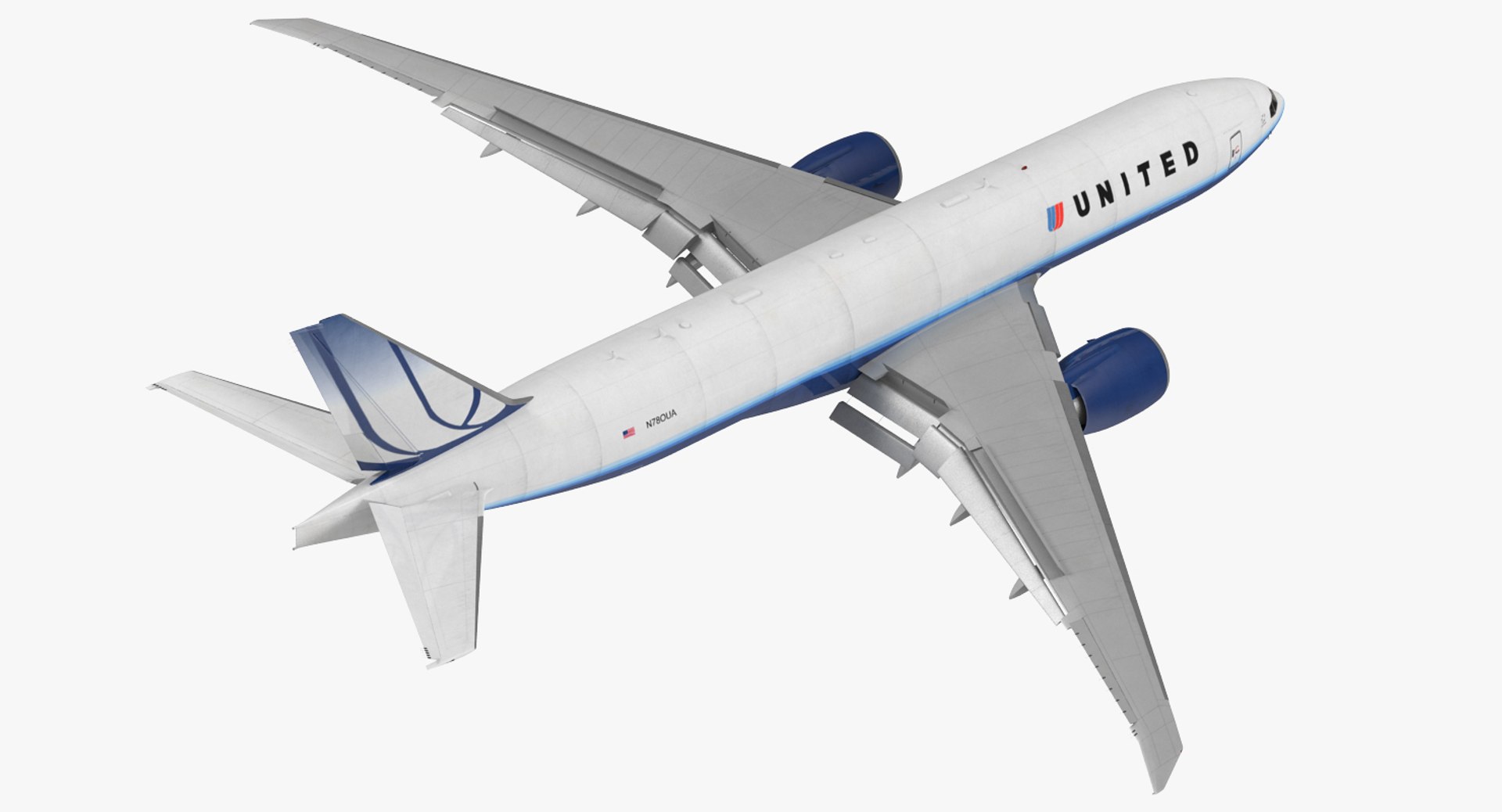Boeing 777 Freighter United Airlines Rigged 3D Model 3D model preview