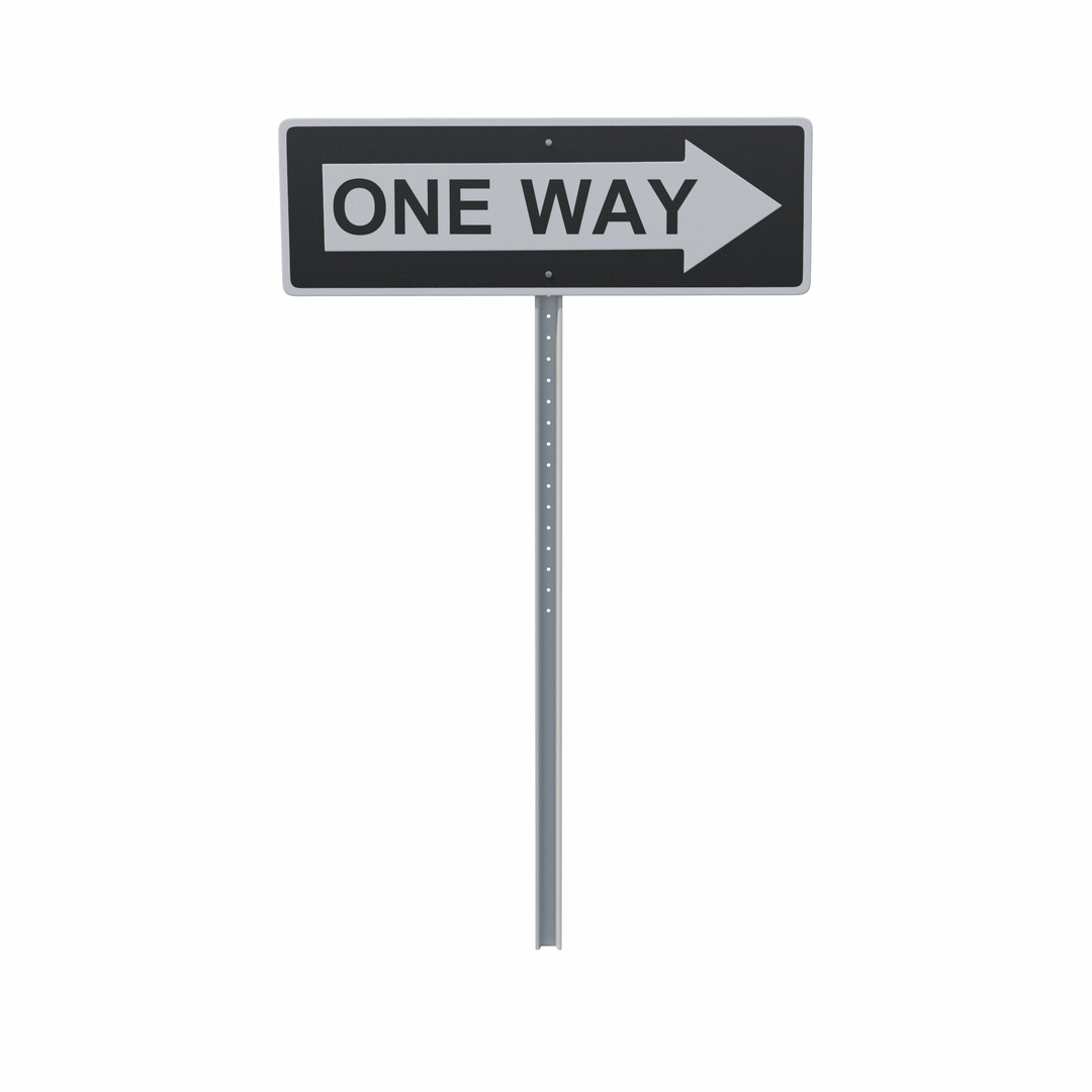 Black One Way Road Sign 3D Model - TurboSquid 2044206