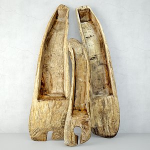 3D Old Wood Long Troughs