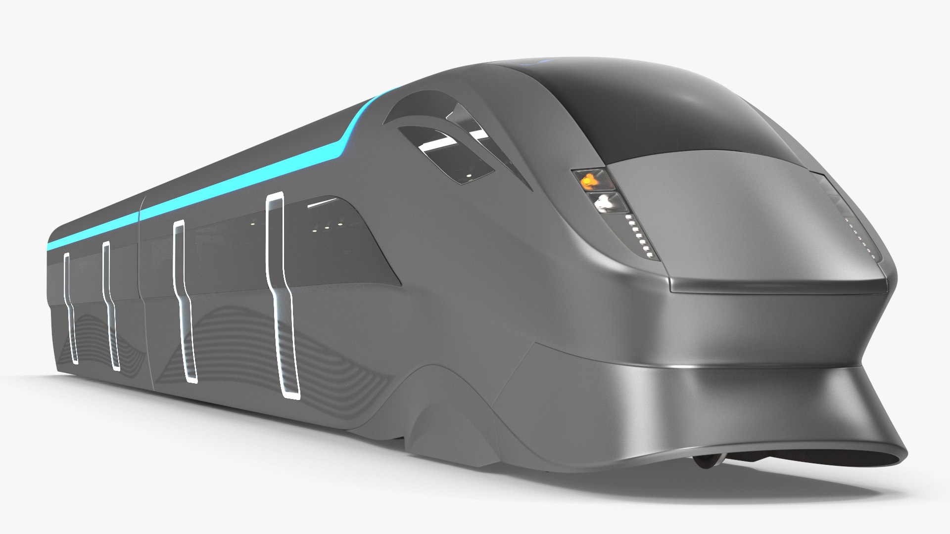Futuristic Passenger Train Silver 3D model preview