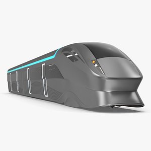 3D Futuristic Passenger Train Silver