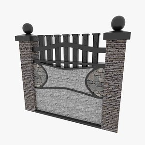 stone fence wall 3D model