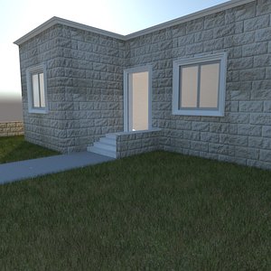 3D Modern Stone House Rural Villa 3D Model model