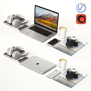 desktop macbook silver 3D model