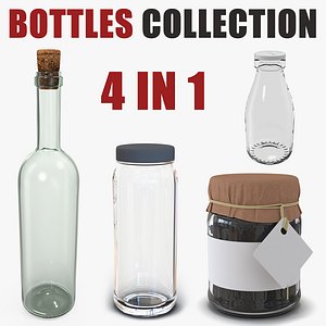 Glass Bottles 3D Models Collection
