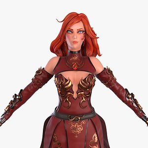 3D model stylized female mage rig