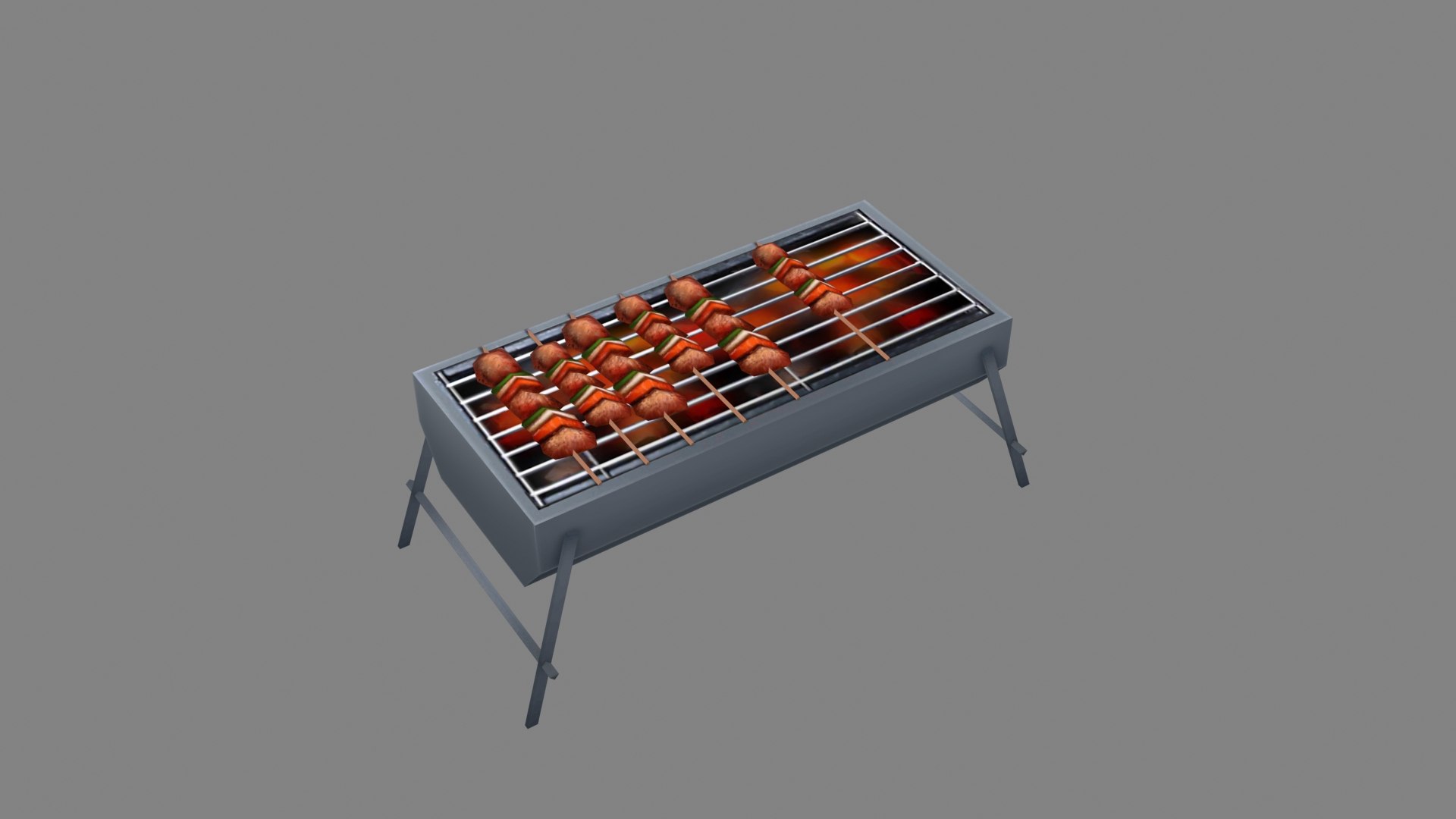 Cartoon Barbecue Rack - Kebabs 3D - TurboSquid 2110489