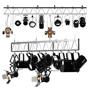 3D Soft theater farm with lighting equipment