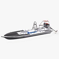 Flat Skiff Boat Low-poly PBR