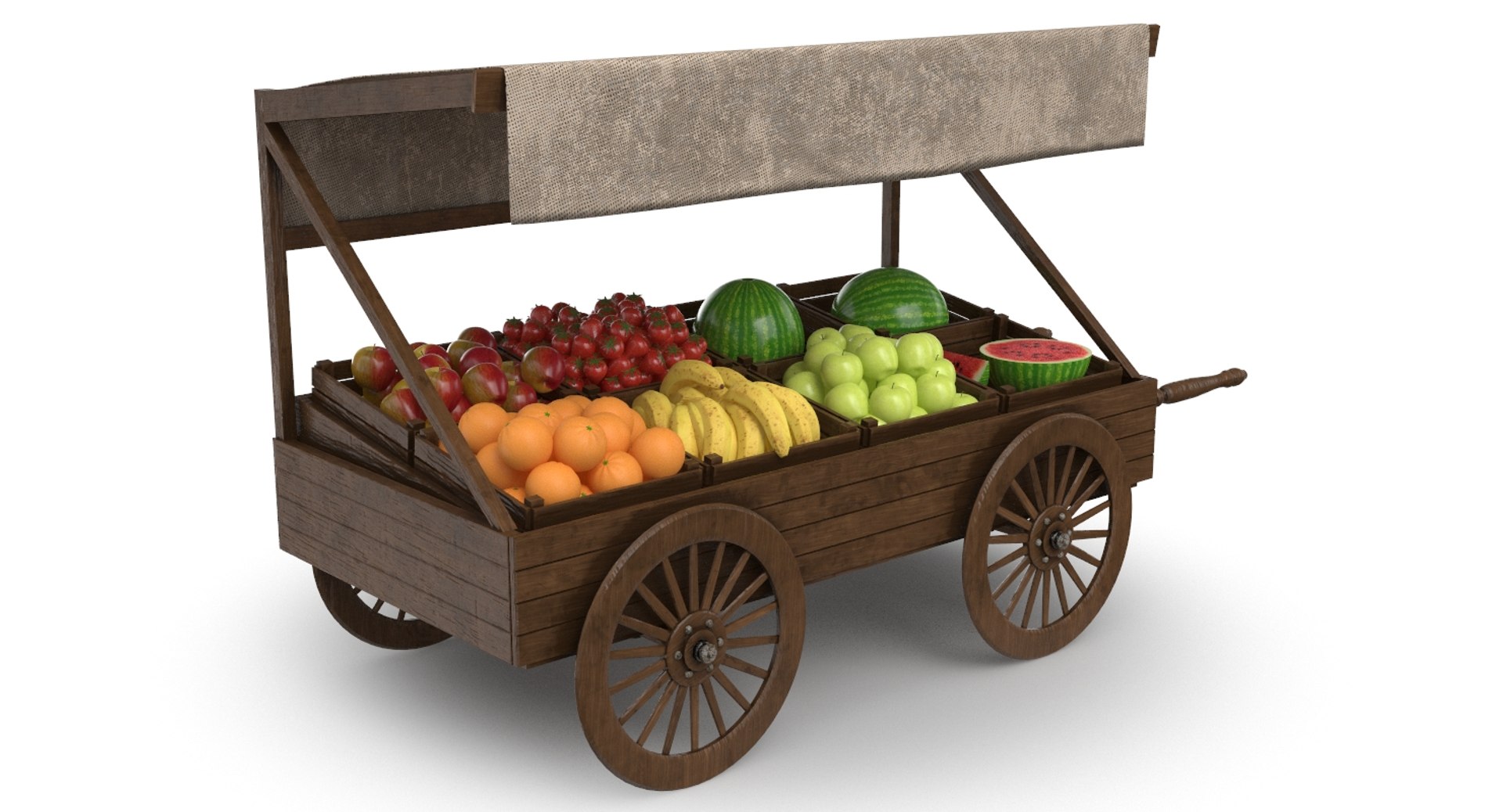 Real Fruit Cart 3D Model - TurboSquid 1328896