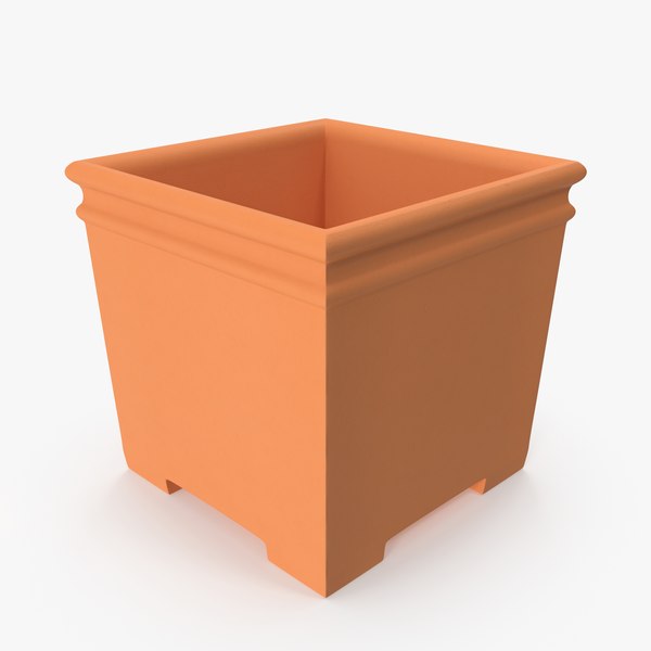 3D model terra cotta planter cube