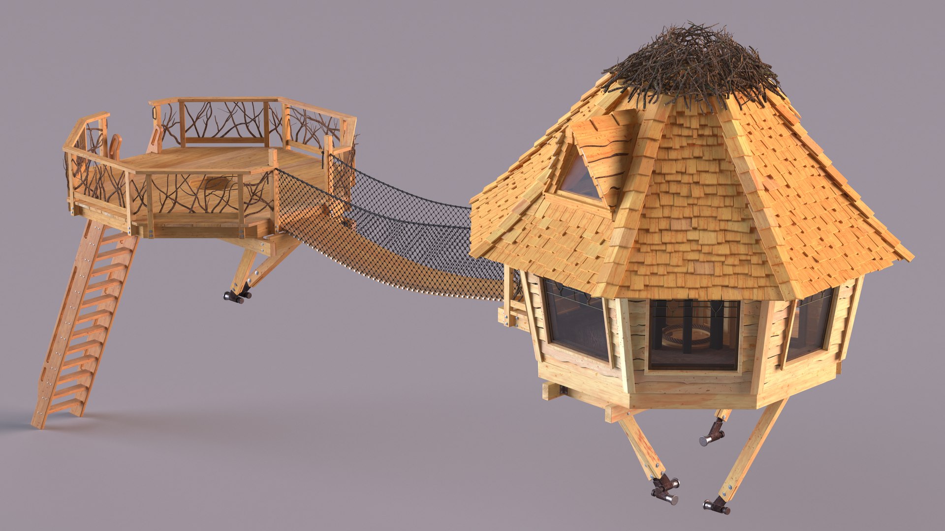 3D Wooden Tree House Large Model - TurboSquid 2099307