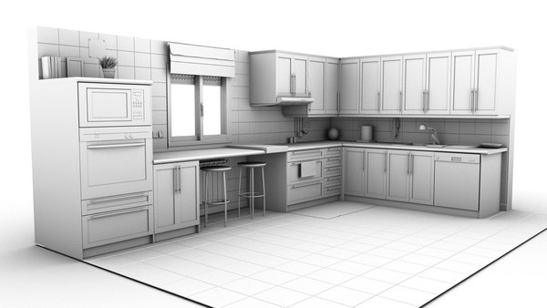 3d kitchen chairs microwave model