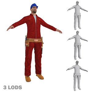 worker lods man 3d model