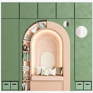 Children wardrobe with built-in crib 3D