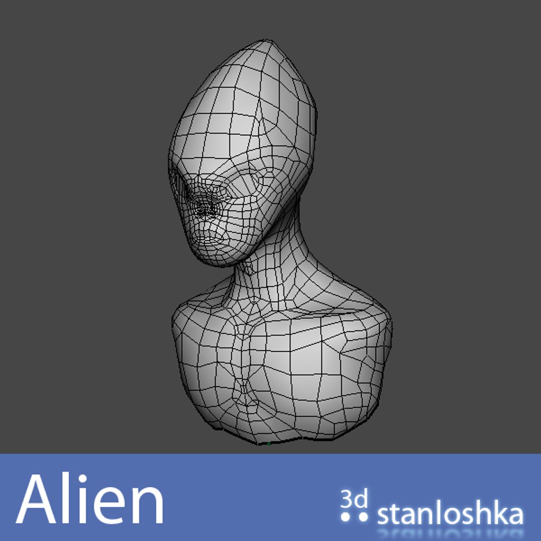 Alien Bust Head 3d Obj
