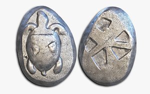 Aiginia ancient silver coin 3D model