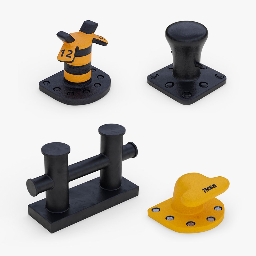 Mooring Bollards Collection 2 3D model preview