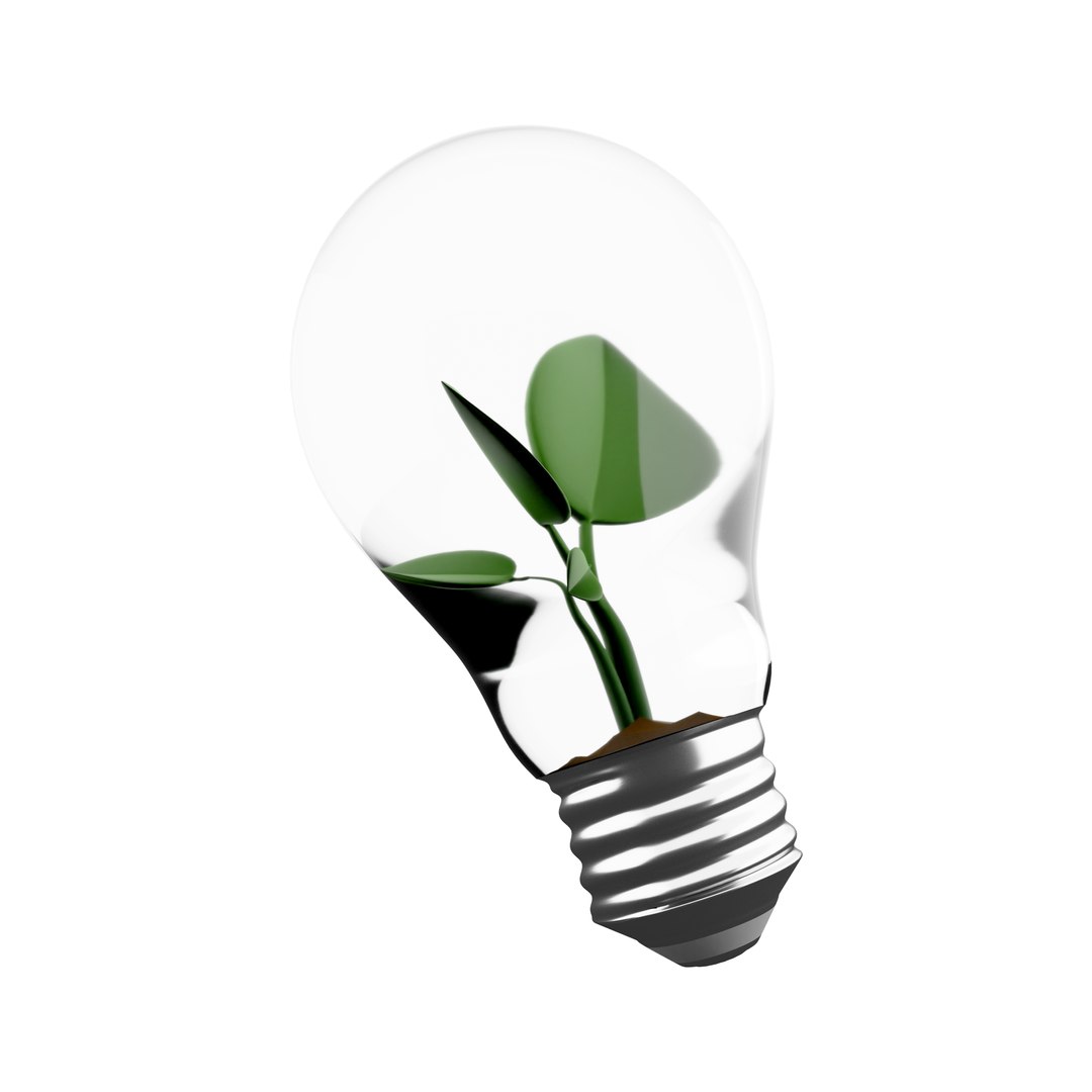 3D Tree Growing In An Energy Efficient Light Bulb Icon Model ...
