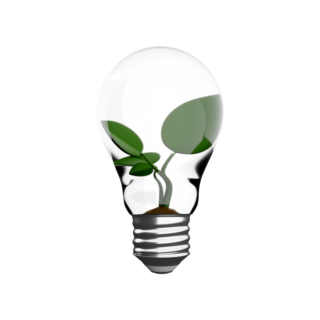 3D Tree Growing In An Energy Efficient Light Bulb Icon Model ...