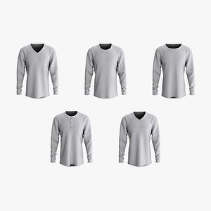 Male T-Shirt Dropped Shoulder Long Sleeve Variant Collar Collection