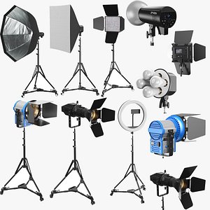Detailed Six Photography Lights 3D model