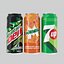 Three Branded Aluminium Soft Drink Beverage Cans