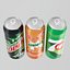Three Branded Aluminium Soft Drink Beverage Cans
