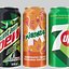 Three Branded Aluminium Soft Drink Beverage Cans