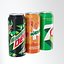 Three Branded Aluminium Soft Drink Beverage Cans