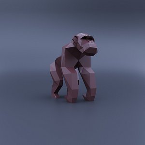 Low Poly Chimpanzee Model Origami 3D print model 3D print model 3D print model