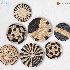 set african baskets wall 3D model