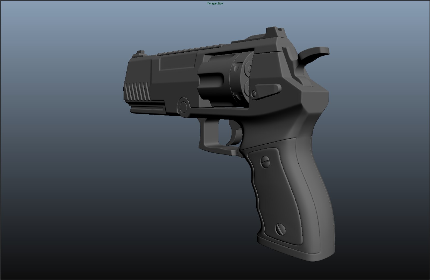 Free Obj Model Futuristic Revolver