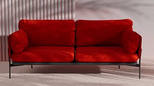 3D Red sofa in scene model