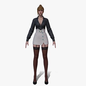 secretary girl woman 3D model