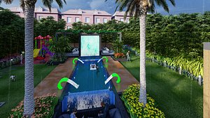 3D Backyard Swimming Pool Landscape with Gazebo  BBQ Area