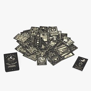 Black Tarot Cards Scattered 3D model
