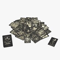 Black Tarot Cards Scattered