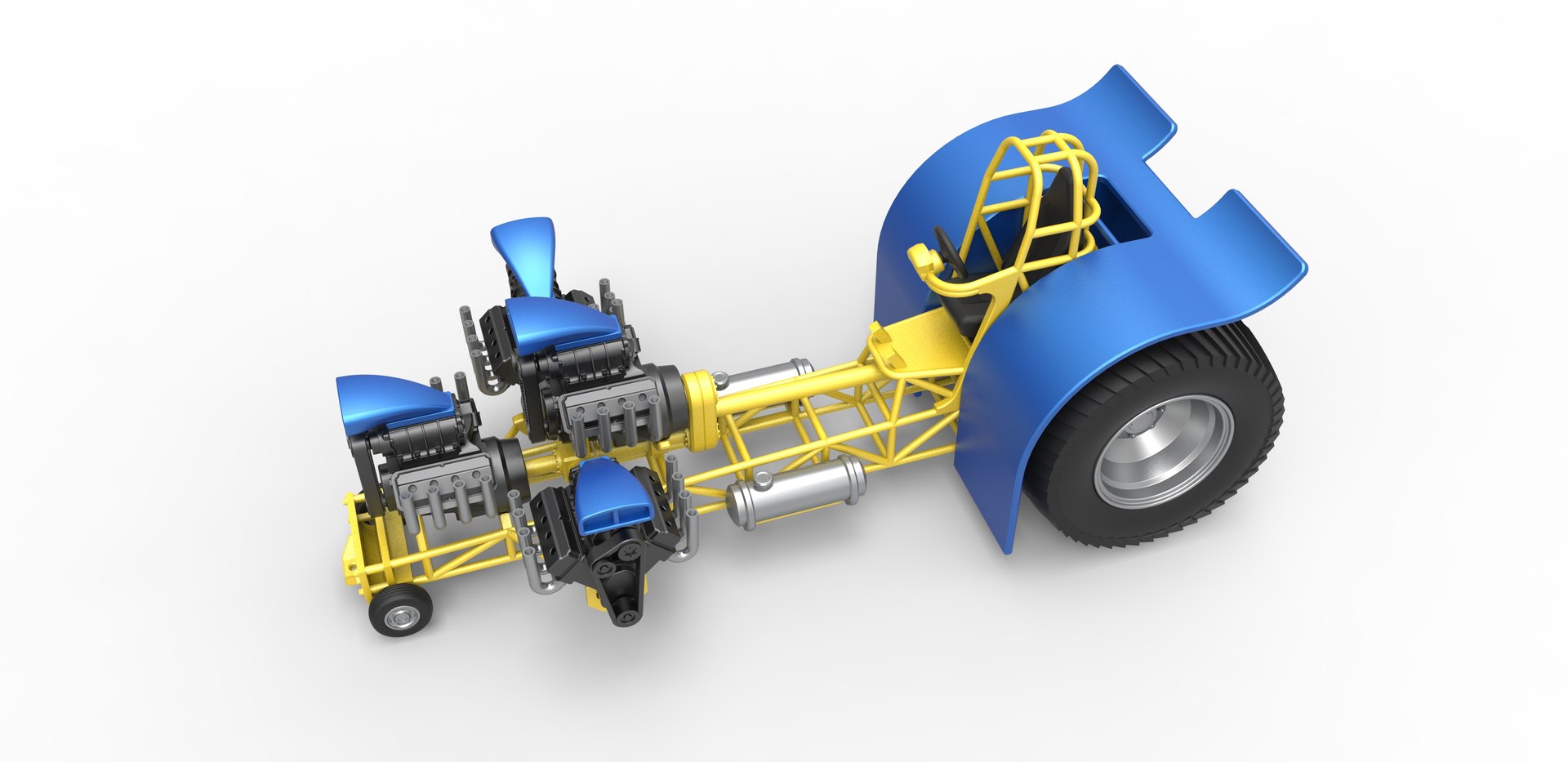 Diecast Pulling Tractor With 4 Engines V8 Version 6 Scale 1 To 25 3D ...