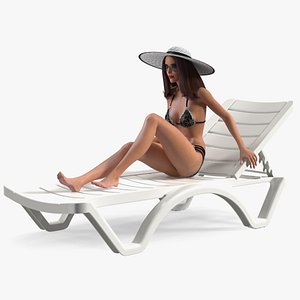 Women in Bikini Lying on Chaise Lounge Rigged