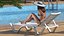 Women in Bikini Lying on Chaise Lounge Rigged 3D model