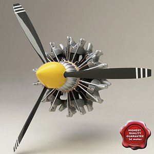 3d twin row-14 wasp radial engine model
