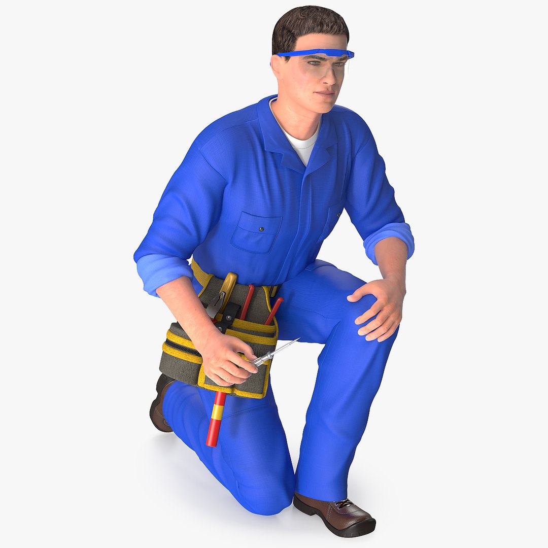 Electrician Inspecting Pose 3D model preview