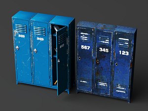 Worn Metal School Locker Pack 3D Model 3D model