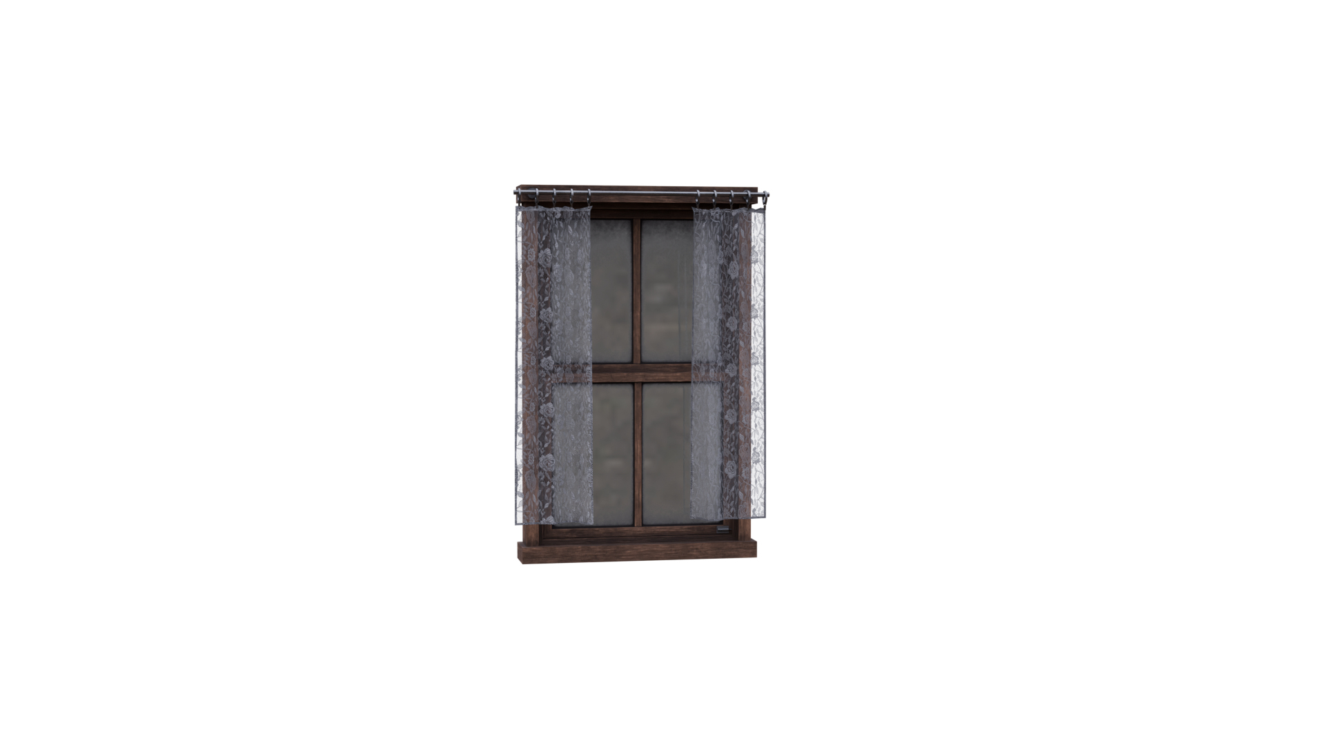 3D Old Wooden Window With Animated Curtains Game Ready PBR - TurboSquid ...