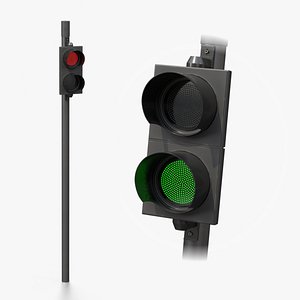 Traffic Light with Pole - Dual Signal Head 3D