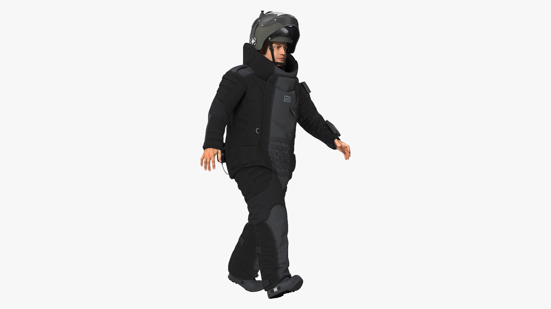 EOD 10 Bomb Suit Black Rigged for Maya 3D model preview